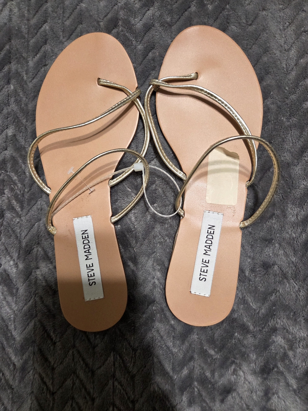 Steve Madden Metallic Gold Minimalist Strappy Sandals